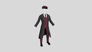 3D model Gentleman Outfit 08 Black Red - Character Design Fashion