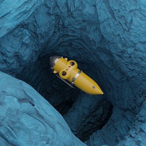 Submarine In Underwater Cave