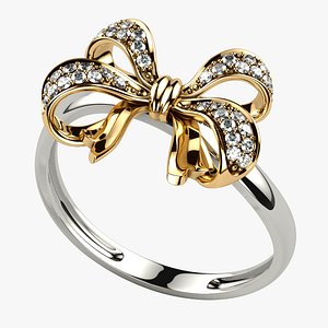 Bow Diamonds Mixed Gold Ring