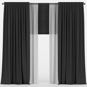 Black curtains with tulle and Roman