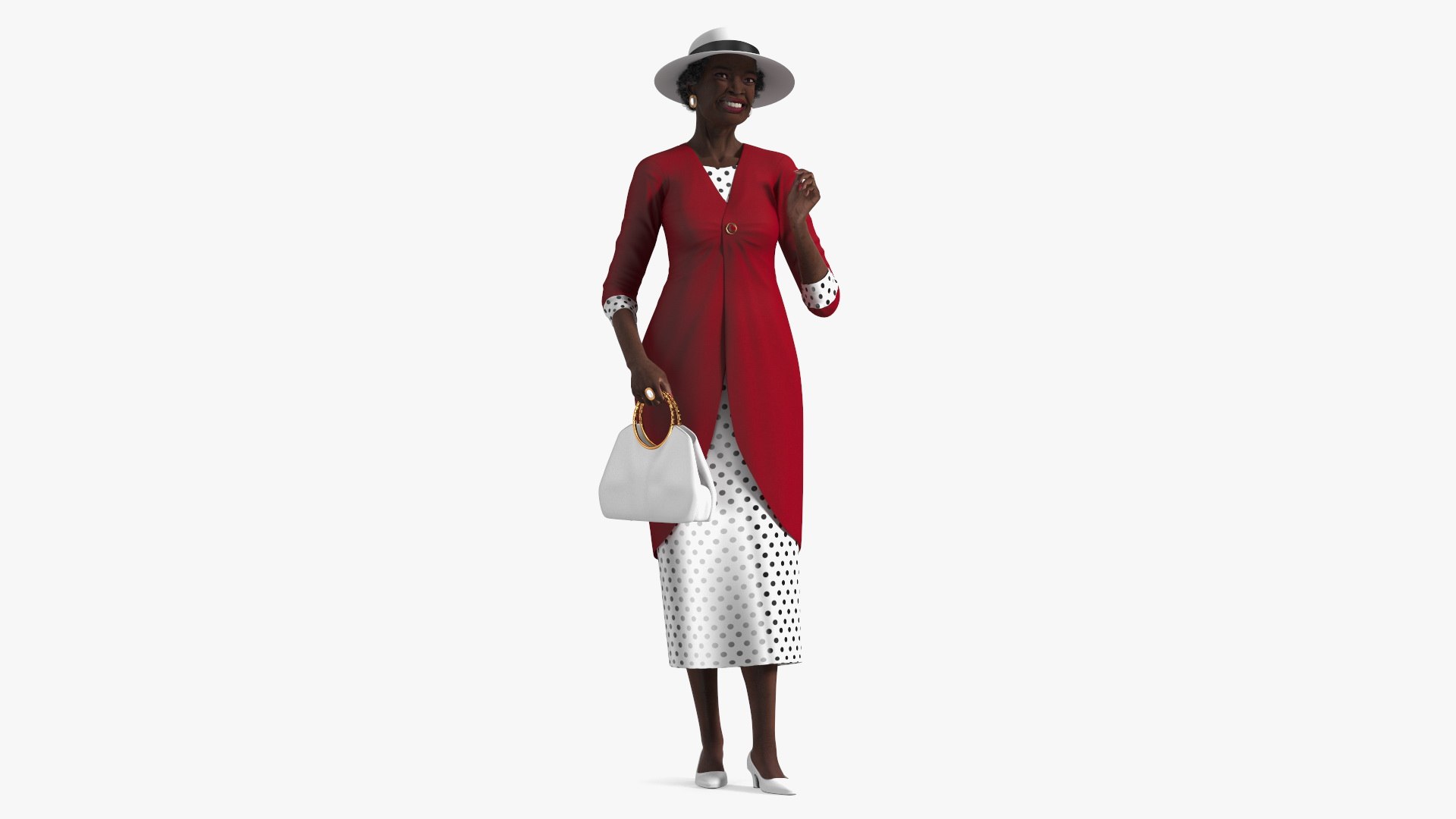 Afro American Grandma Party Dress Standing 3D model preview