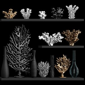 Decorative set of corals and vases consisting of 14 items