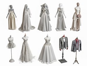 3D model Wedding Dress Collection Bridal Gown Wedding Dress Mannequin