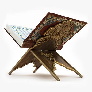 3D Book Quran with Stand-Animated-8K Texture