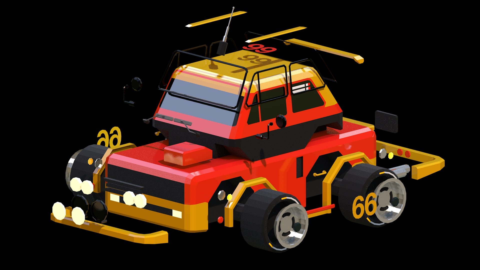 3D Rally Car - Red and Orange - TurboSquid 2135528