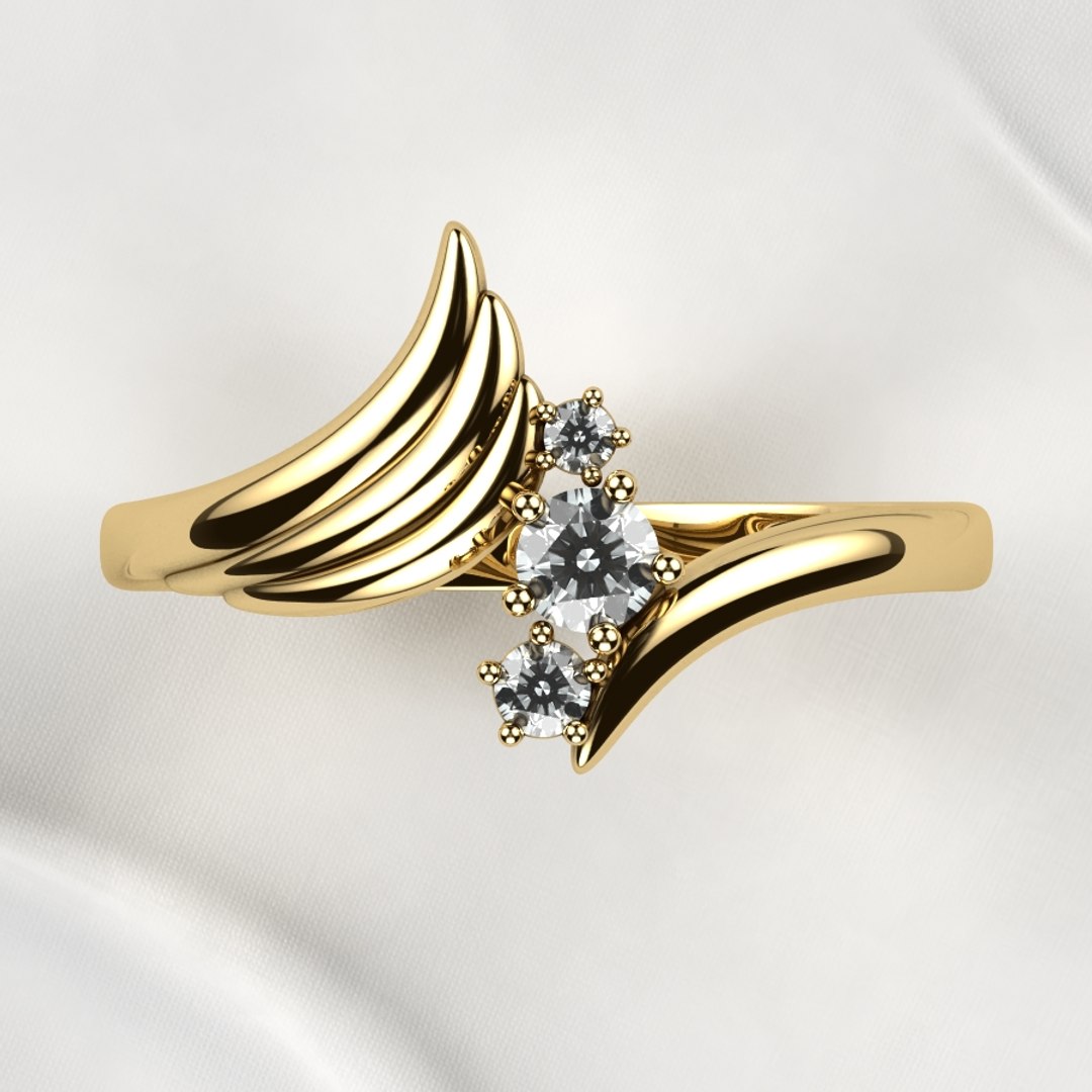 Wing Fashion Gold Ring Model - TurboSquid 1804446