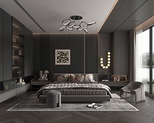 3D Modern Bedroom Scene 50 model