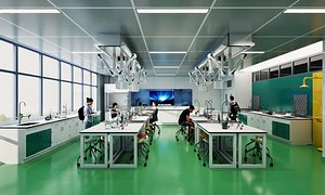 Modern Science Laboratory Classroom Interior PBR Game Ready 3D