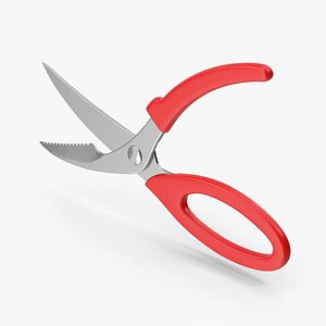 3D Red Kitchen Scissors