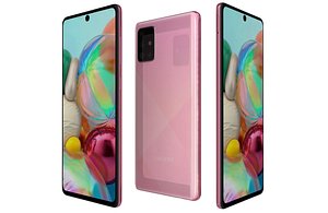 3D Samsung Galaxy A71 Pink Low Poly