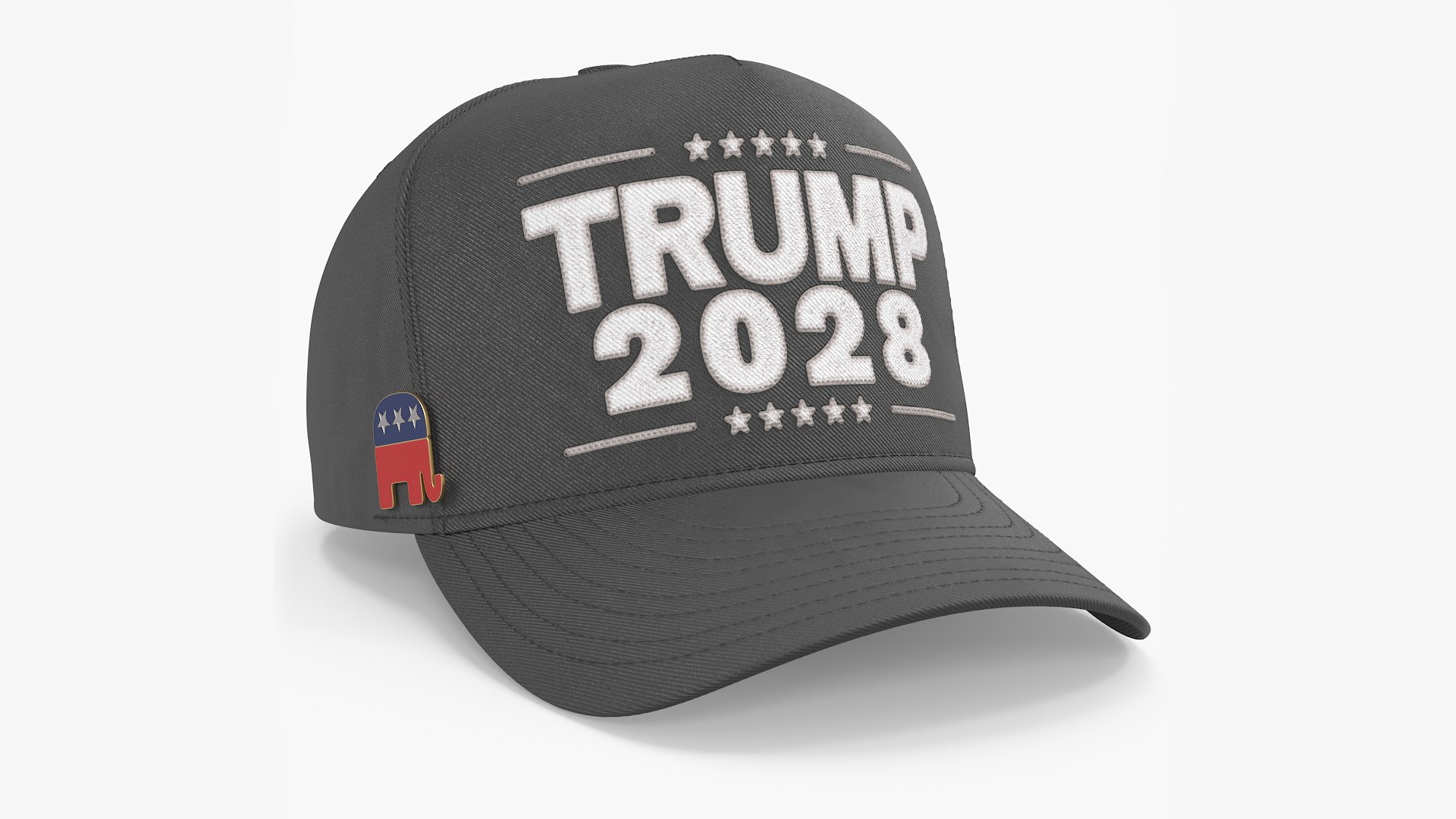 Trump 2028 Cap with Republican Elephant Pin 3D model preview
