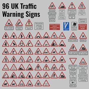 Uk Traffic Warning Signs Pack 3D model