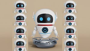 3D model Rigged Cartoon Cute Robot