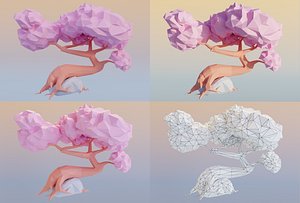 3D SAKURA Stylized Low-poly VR - AR Low-poly