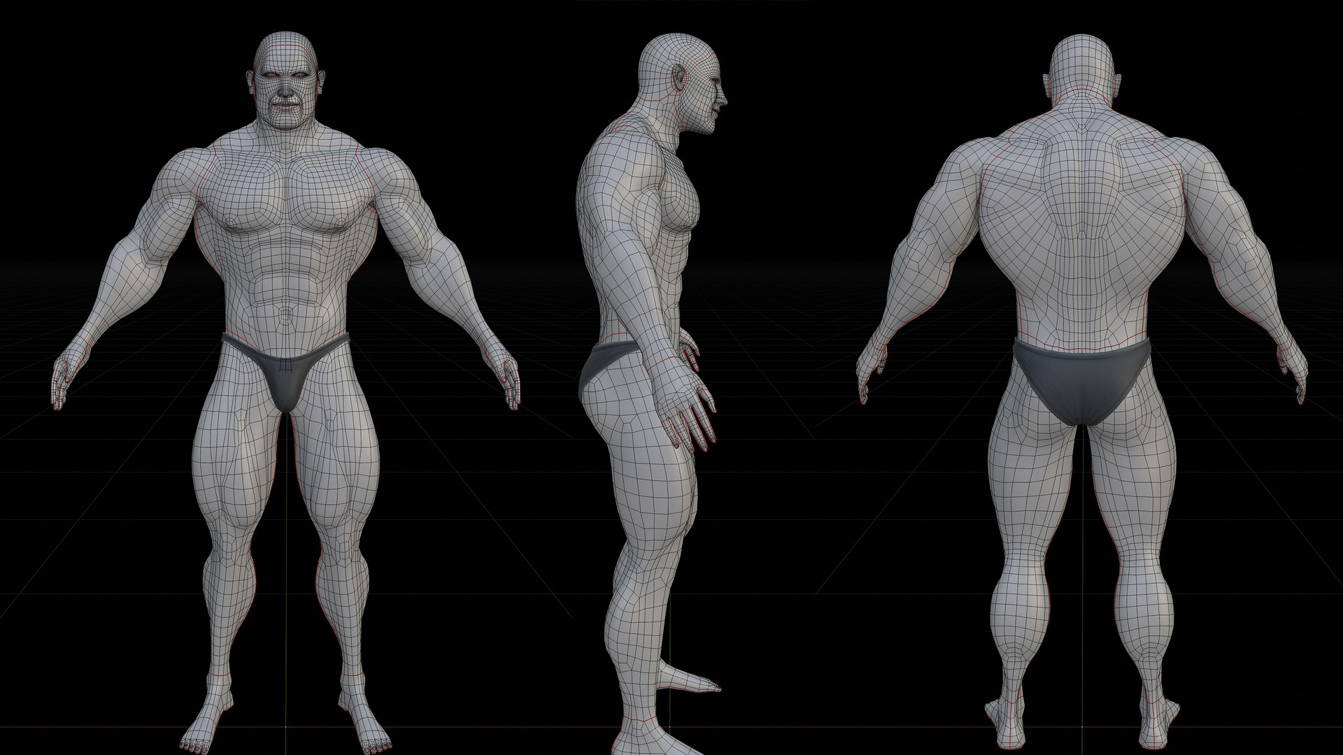 Base Mesh - Human Body - Muscular Male V2 Model - TurboSquid 2224278