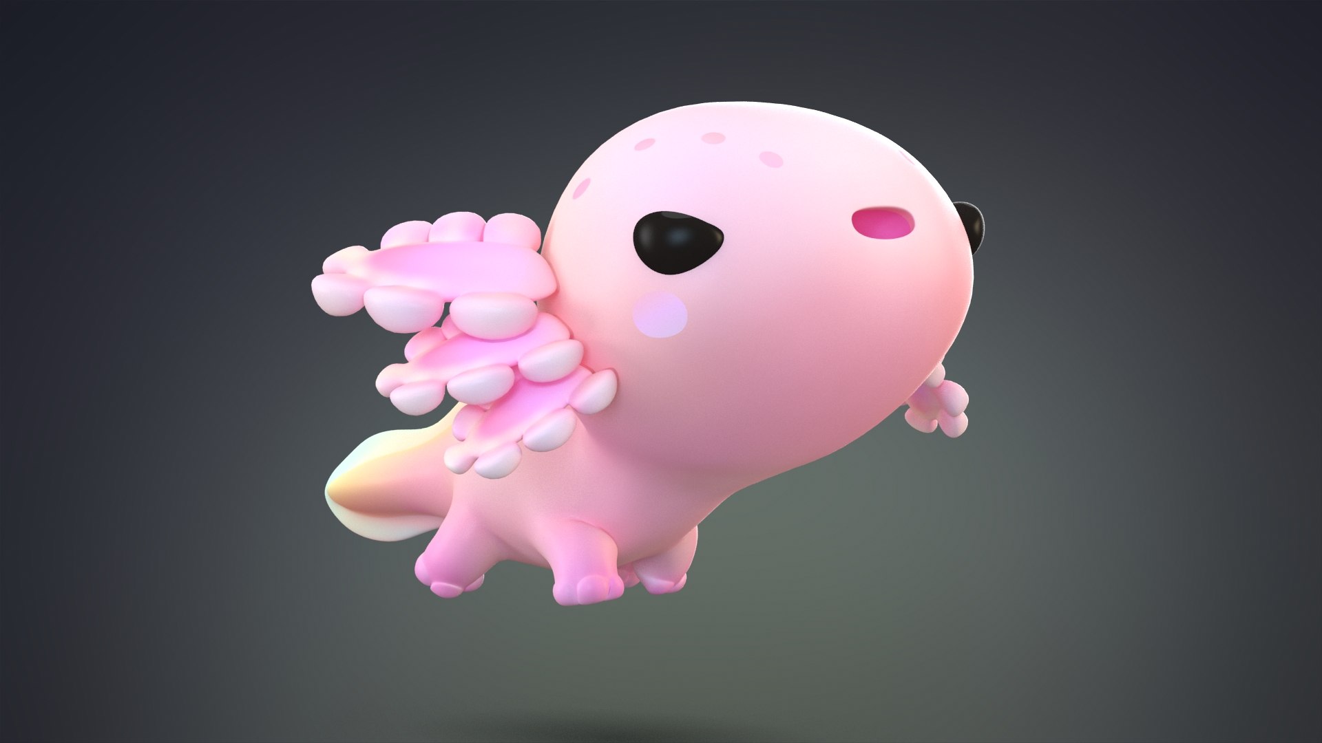 3D Model Cute Cartoon Axolotl - TurboSquid 1522226