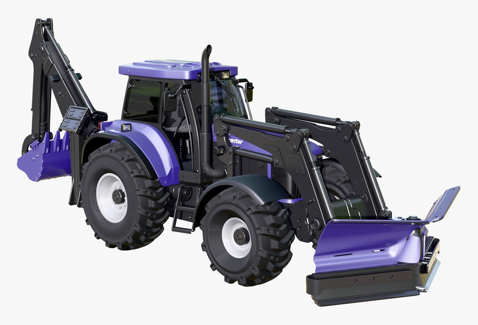 Tractor With Front Blade And Backhoe M1 3D - TurboSquid 2476308