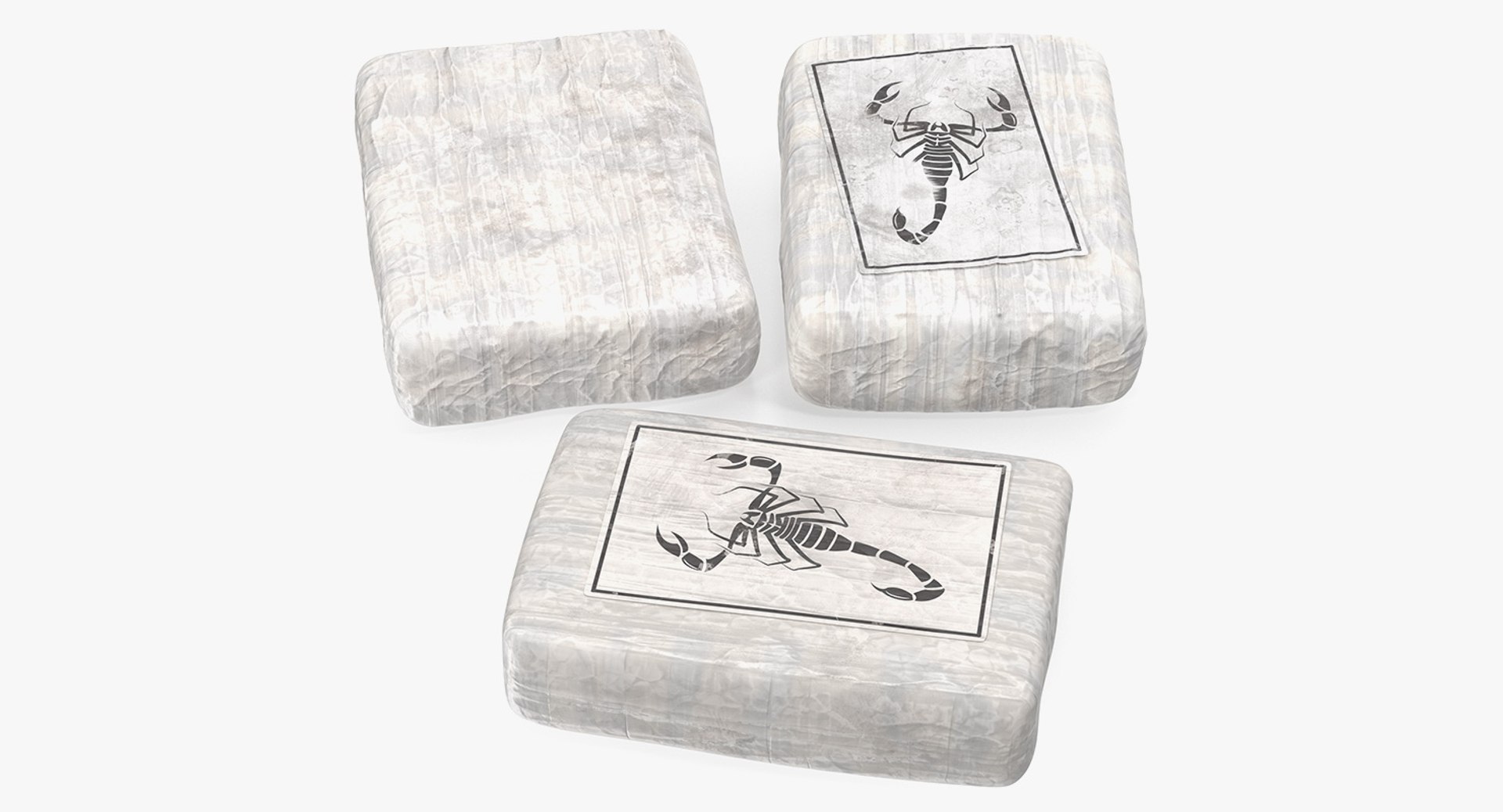 Cocaine Bricks Package 3D Model 3D model preview
