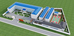 3D model Contemporary School Campus Exterior