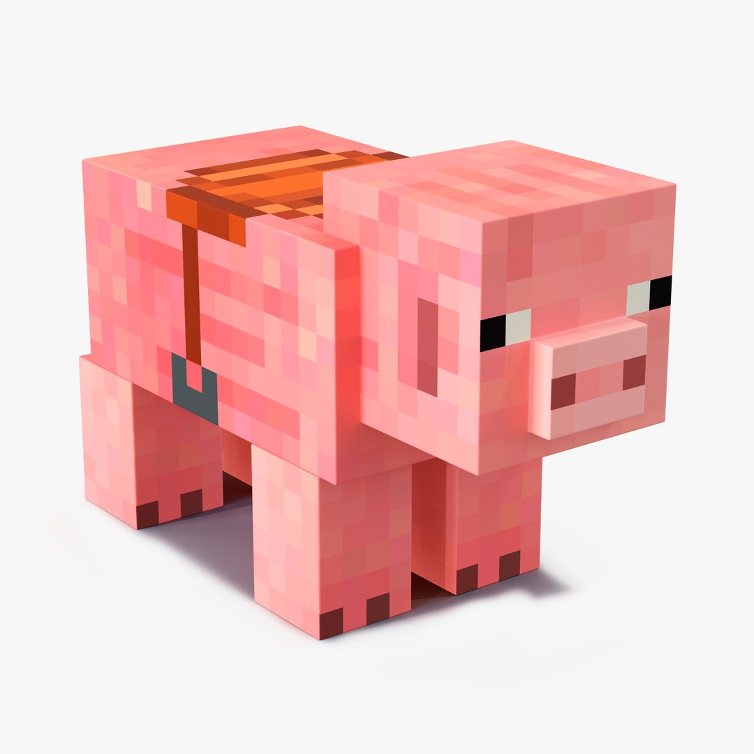 Minecraft Pig with Saddle 3D Model 3D model preview
