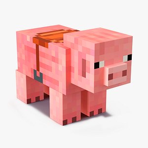 Minecraft Pig with Saddle 3D Model