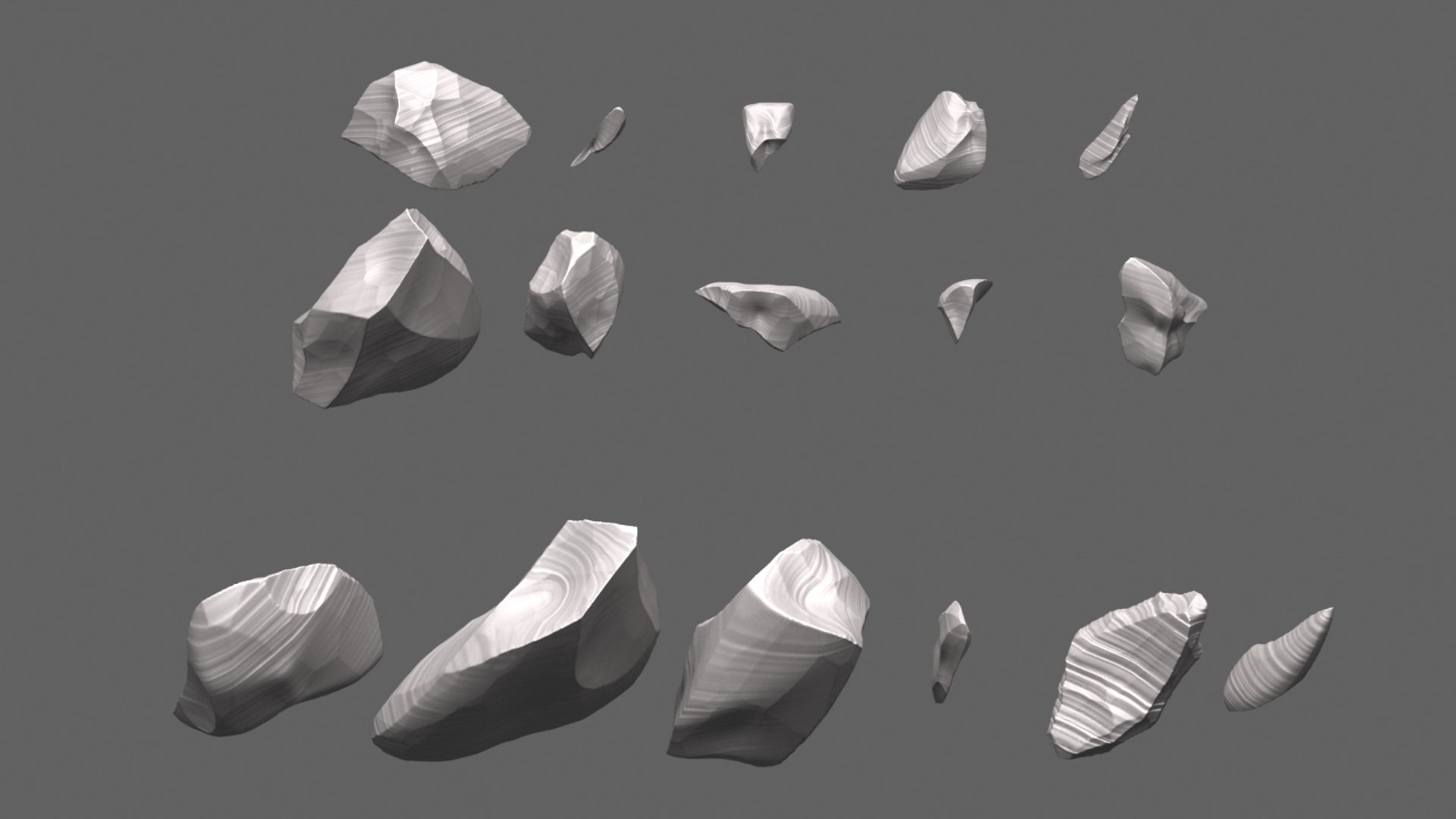3D Obsidian Rocks HD Pack 2 - 16 Pieces - TurboSquid 1746579