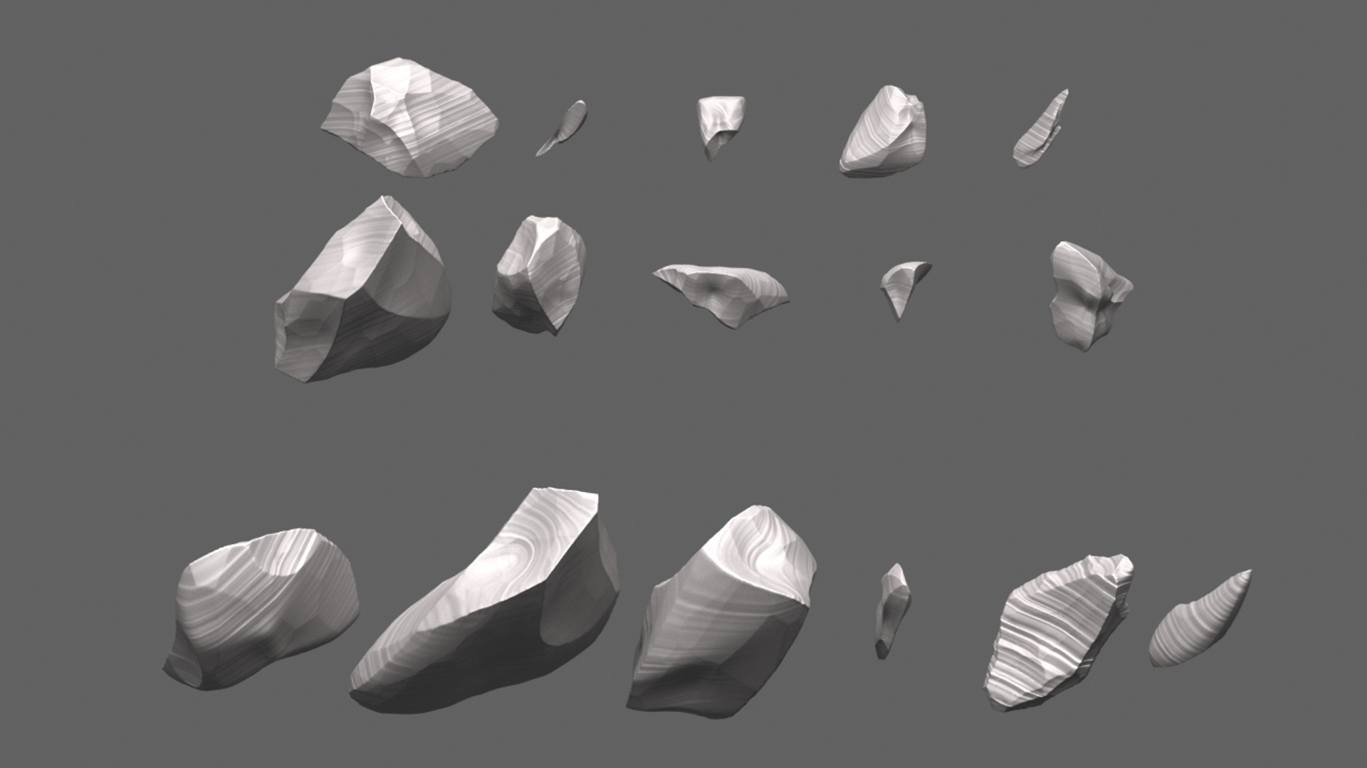 3D Obsidian rocks HD pack 2 - 16 pieces - TurboSquid 1746579