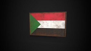 Old Picture Frame With Sudan Flag - Game Ready PBR Low-poly 3D Model