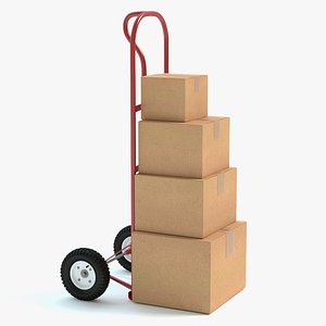 hand truck boxes 3d model