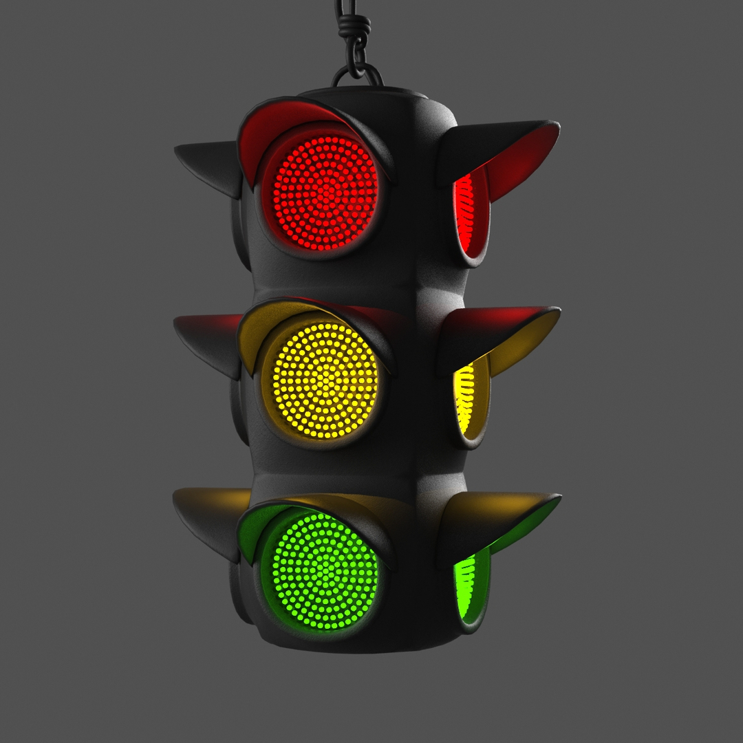 Obj Rigged Traffic Light