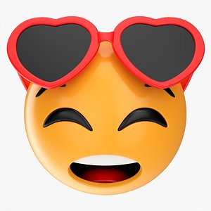 3D Emoji 085 Fearful with closed eyes and heart shaped glasses model
