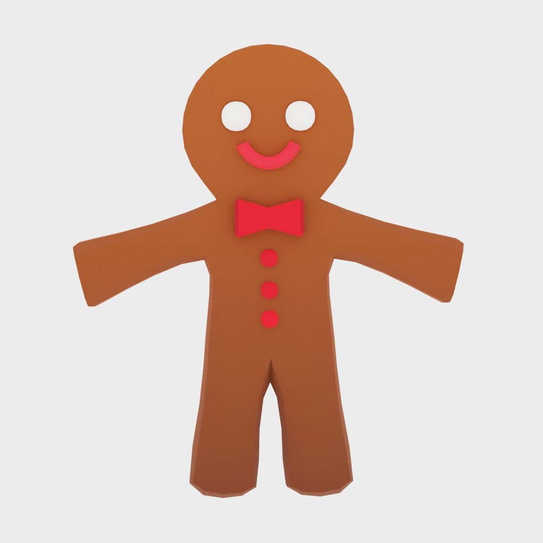 3D Gingerbread Cookie Man Low Poly Game Ready TurboSquid 2003515