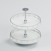 Twin Circular Kitchen Corner Carousel with Telescopic Post