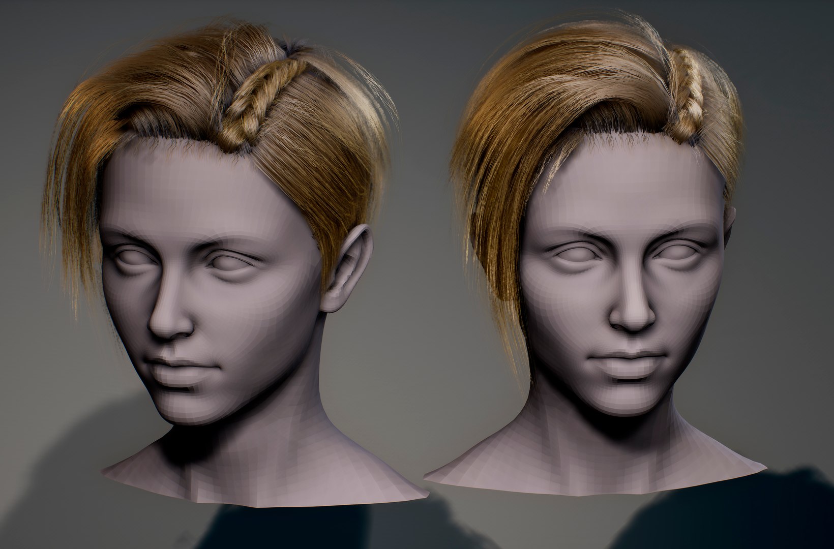 3D model Game Hair - Female Hairstyle V2 VR / AR / low-poly