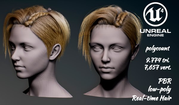 3D model Game Hair - Female Hairstyle V2 VR / AR / low-poly