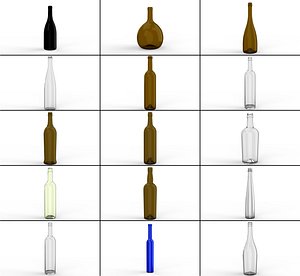 3D wine bottles model