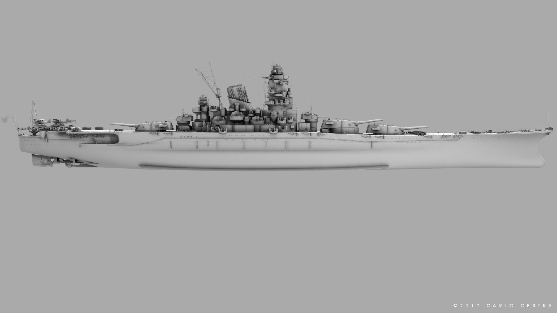 Japanese Battleship Musashi Framed Print by Carlo Cestra - Pixels