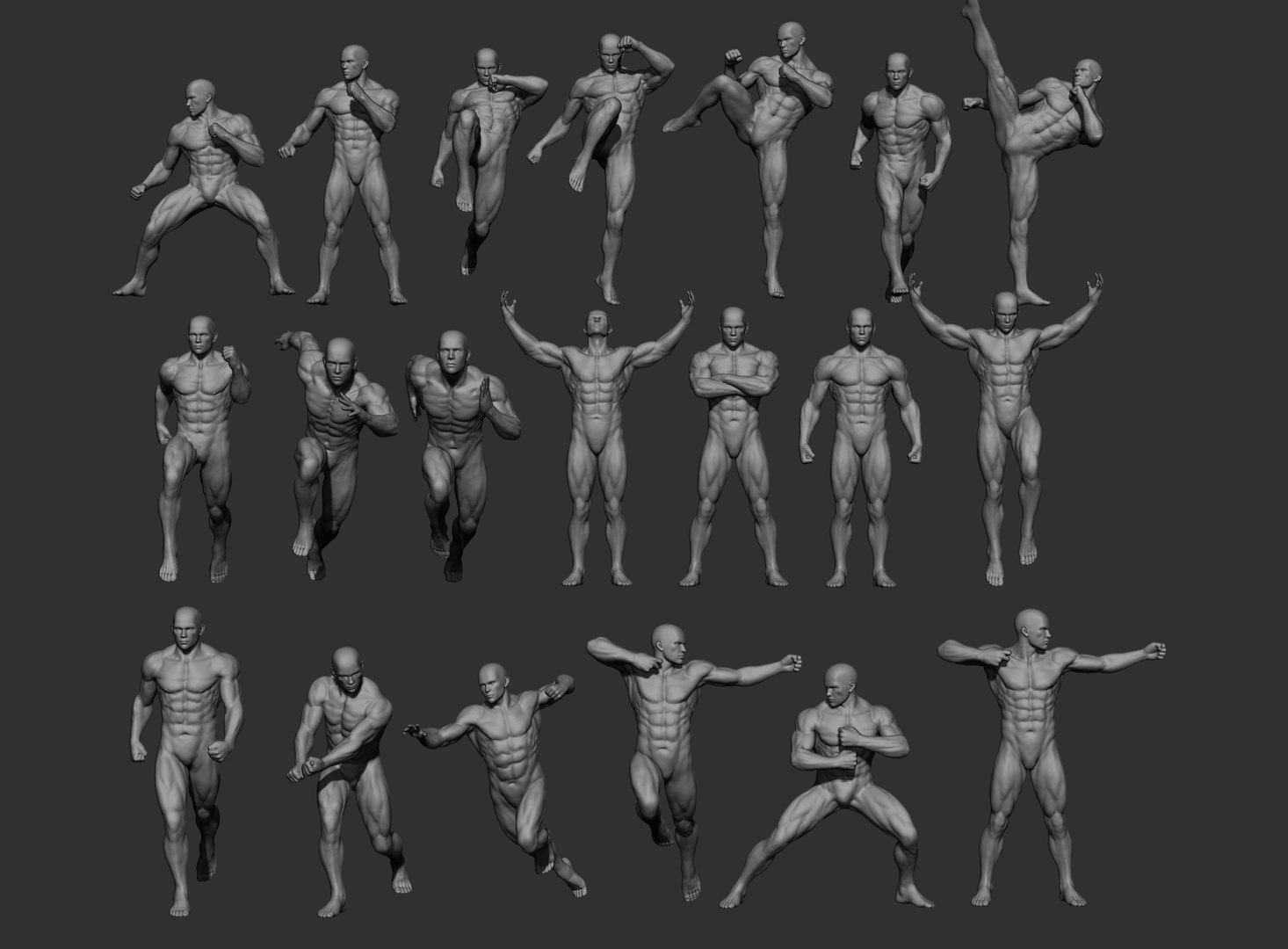 20 Male full body poses 3D model - TurboSquid 1938549