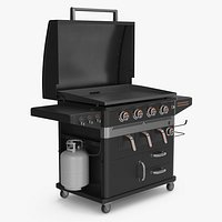 Air Fryer Gas Grill with Propane Tank and Storage Black