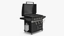 Air Fryer Gas Grill with Propane Tank and Storage Black