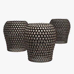 Rouge decor iron beaded black stool