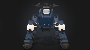 Sci-Fi Quadruped Walker Tank - Futuristic Mech Vehicle 3D Model
