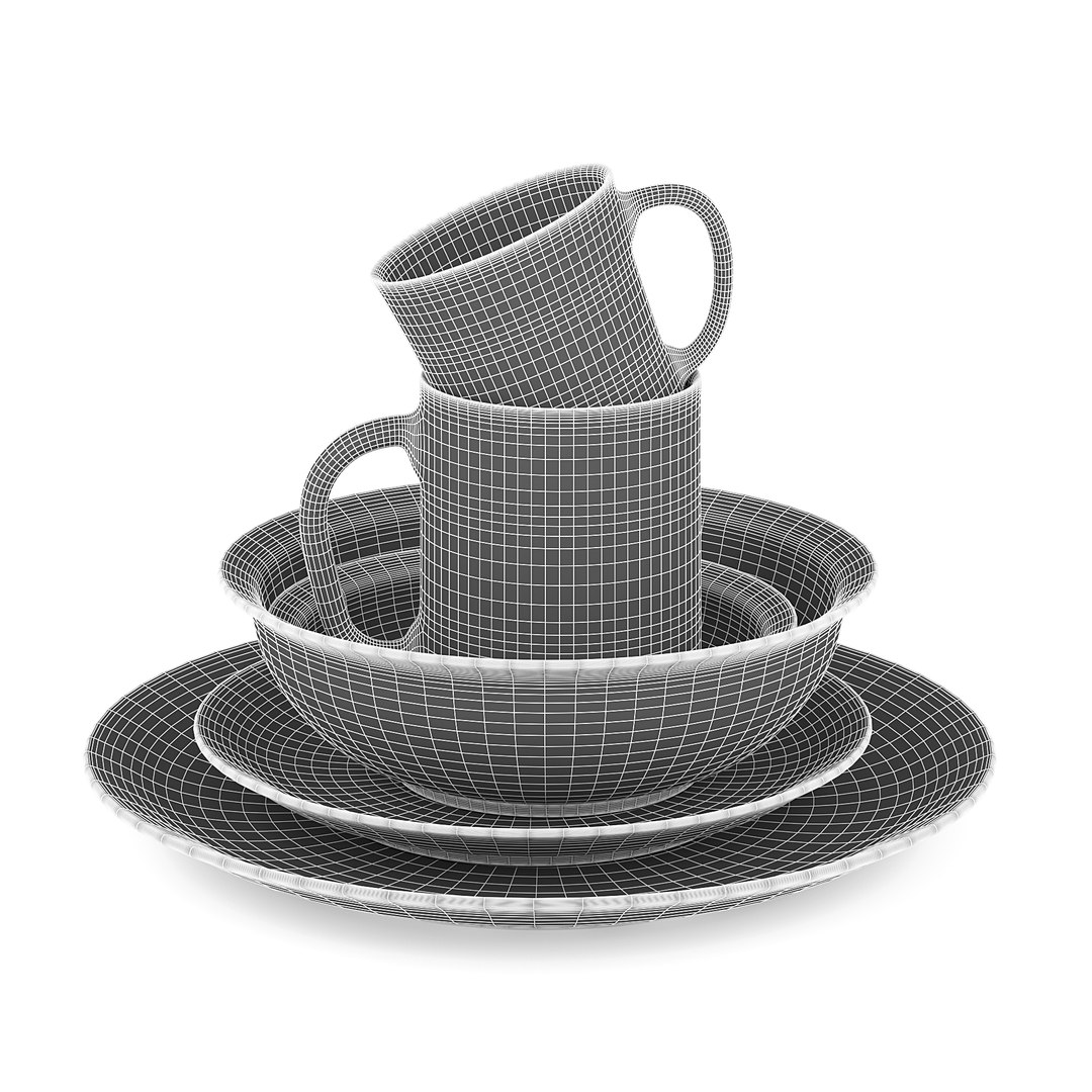 3D model blue tableware set TurboSquid 1609799