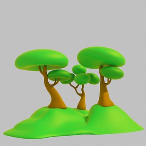 Low Poly Toon Tree Set