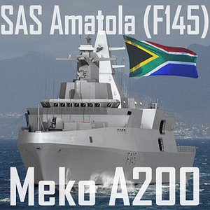 South African Navy SAS Amatola (F145) Frigate (MEKO A-200SAN class) (low polygon)
