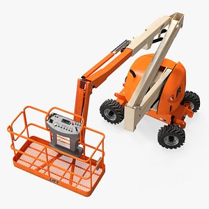 Telescopic Arm Work Platform Lift Orange Rigged for Cinema 4D