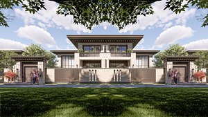 1 1Modern style villa high-end fashion self-built home stay hotel building holiday villa 3D model