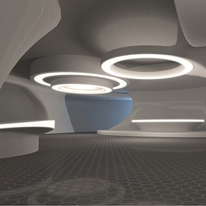 3D Sci-Fi Futuristic Exhibition Room