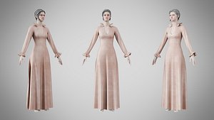 Dress 29 Ivory Blush Velvet 3D