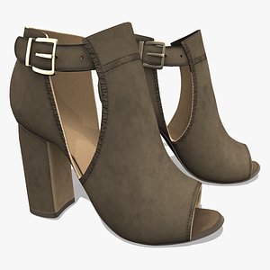 3D Olive Green Cutout Peep Toe Suede Boots
